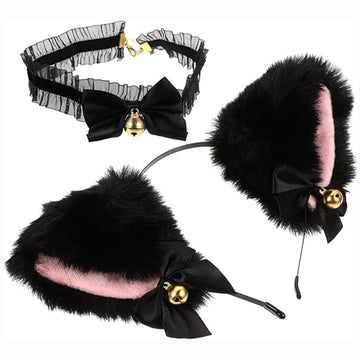 Oreilles de chat 25 x 18 cm Matériau Jinlun Style mignon et cool Avec clochette Indispensable pour fêtes et cosplay Costume de chat